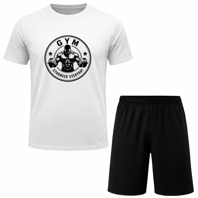 ست تی شرت آستین کوتاه و شلوارک راحتی مردانه مدل GYM A160