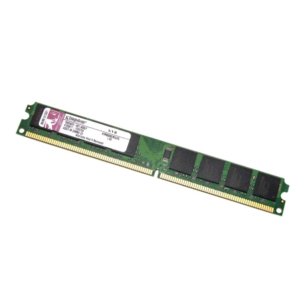 رم کامپیوتر 2 گیگابایت کینگستون، DDR2 با فرکانس 800 مگاهرتز، نوع ماژول U-DIMM، تایمینگ 11-11-11، 240 پین و ولتاژ کاری 1.5 ولت