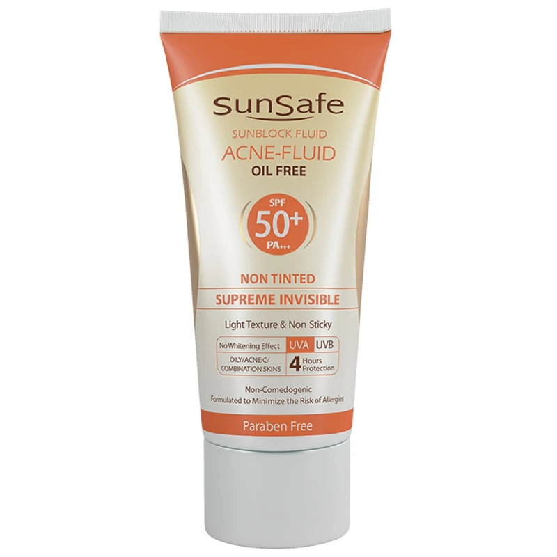 کرم ضدآفتاب سان سیف سری Acne Fluid مدل Supreme Invisible، حجم ۵۰ میلی لیتر