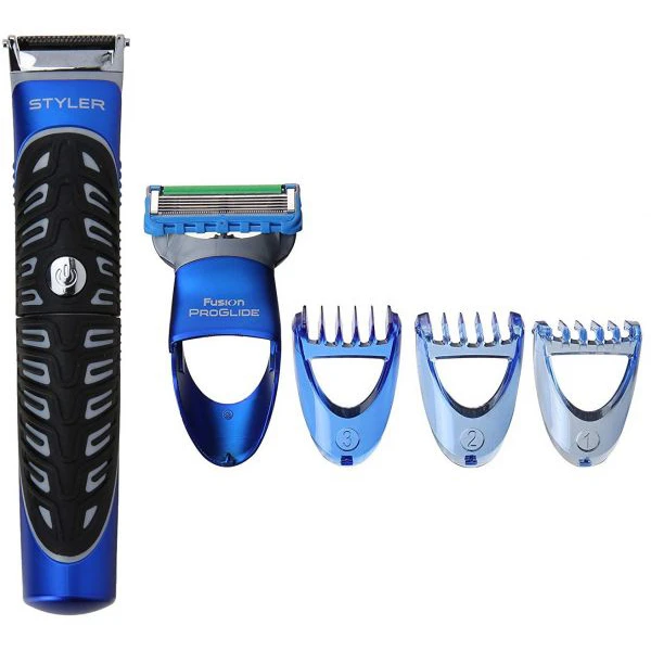ماشین اصلاح موی صورت ژیلت مدل Proglide Styler با تیغه استیل ضدزنگ، ضدآب، قابل استفاده مرطوب و خشک، همراه با 3 عدد شانه و خودتراش، منبع انرژی باتری