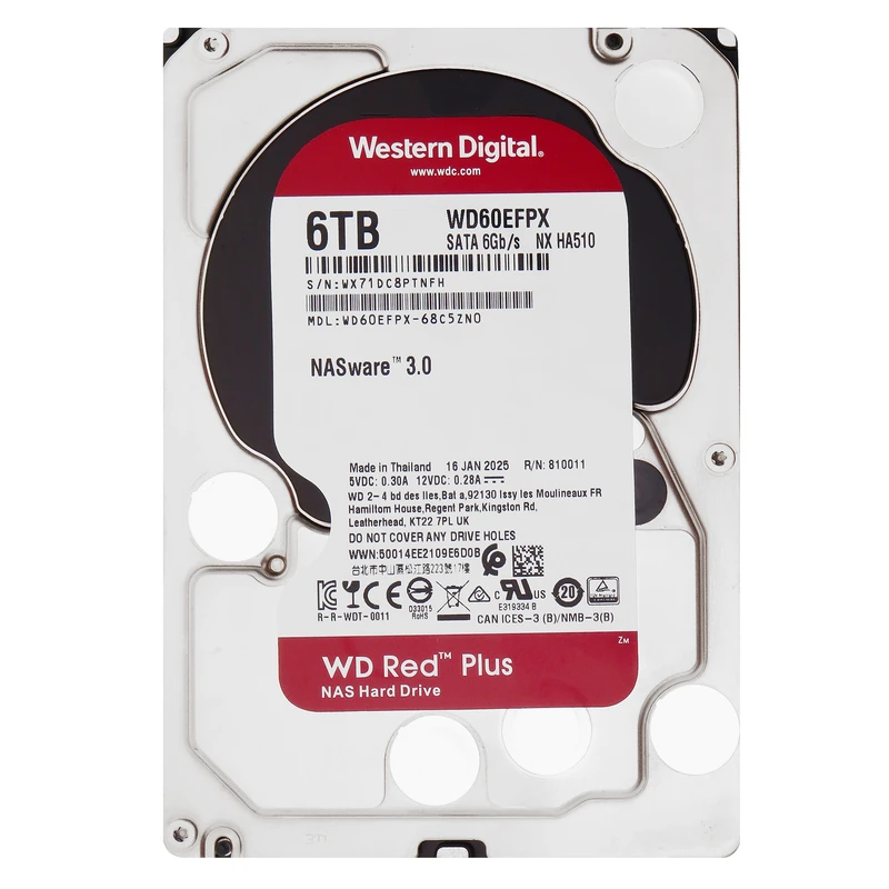 هارد دیسک اینترنال وسترن دیجیتال با رابط SATA مدل PLUS WD60EFPX ظرفیت 6 ترابایت