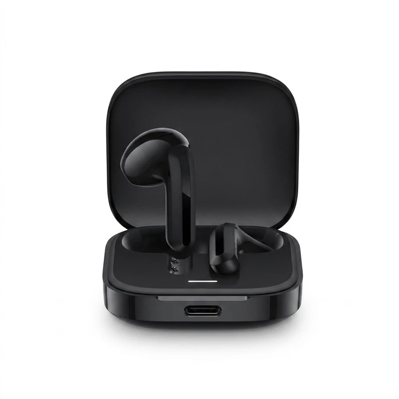 هدفون بلوتوثی شیائومی مدل Redmi Buds 6 Active با نویز کنسلینگ میکروفون (ENC)، درگاه شارژ USB Type-C، دارای دو میکروفون با قابلیت حذف نویز، پشتیبانی از فرمان لمسی، مقاوم در برابر رطوبت و عرق (IPX4)