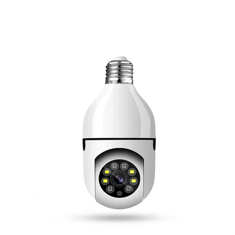 دوربین مداربسته تحت شبکه فضای بسته مدل V380 E27 بی سیم با لنز 2 مگاپیکسل، وضوح Full HD 1080، چرخش 360 درجه افقی و 90 درجه عمودی، دید در شب 20 متر و نصب آسان با سرپیچ لامپ برق شهری