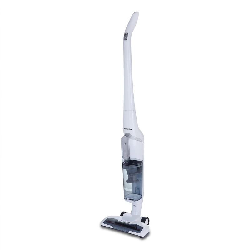 جارو شارژی عصایی ایکس ویژن مدل SVC-2950 باتری لیتیوم یونی 2000 میلی آمپر، موتور 140 وات با توان مکش 8 کیلوپاسکال، فیلتر HEPA قابل شست وشو، تنظیم سرعت دو حالته و پایه شارژ دیواری