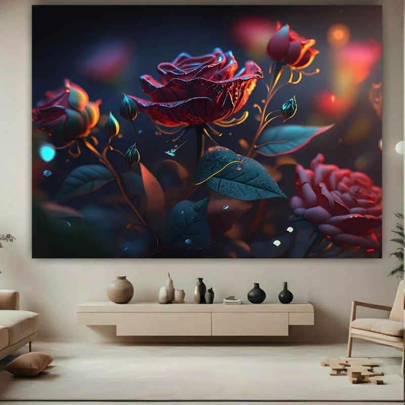 پوستر طرح مخمل گل رز فانتزی کد FP105621