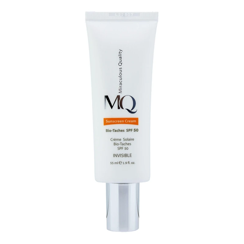 کرم ضدآفتاب بی رنگ ام کیو SPF50 مدل BIO TACHES مناسب انواع پوست، حجم 55 میلی لیتر