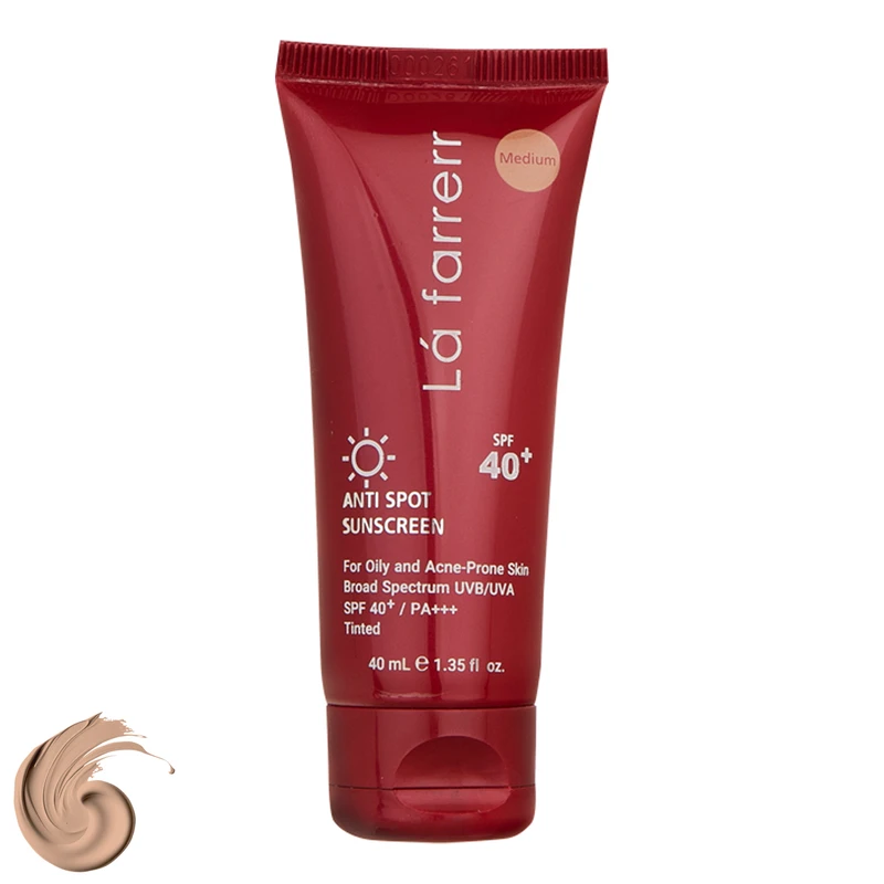 کرم ضدآفتاب و ضدلک رنگی لافارر مدل SPF40-Medium، مناسب پوست های چرب، حجم 40 میلی لیتر