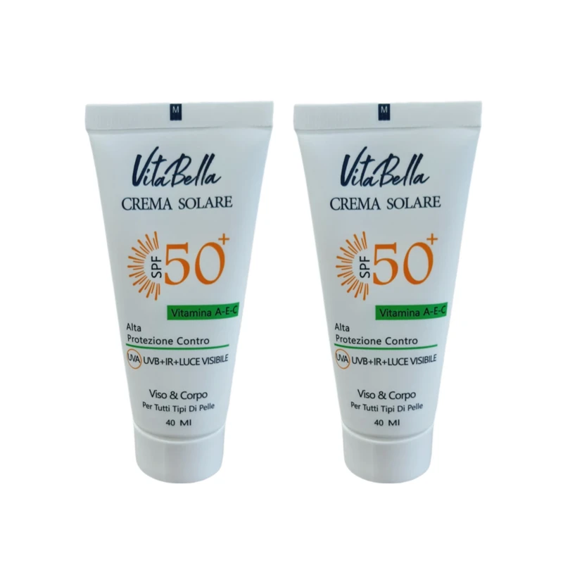 کرم ضدآفتاب بی رنگ ویتابلا SPF50 مدل 001 مناسب انواع پوست حجم 40 میلی لیتر مجموعه 2 عددی
