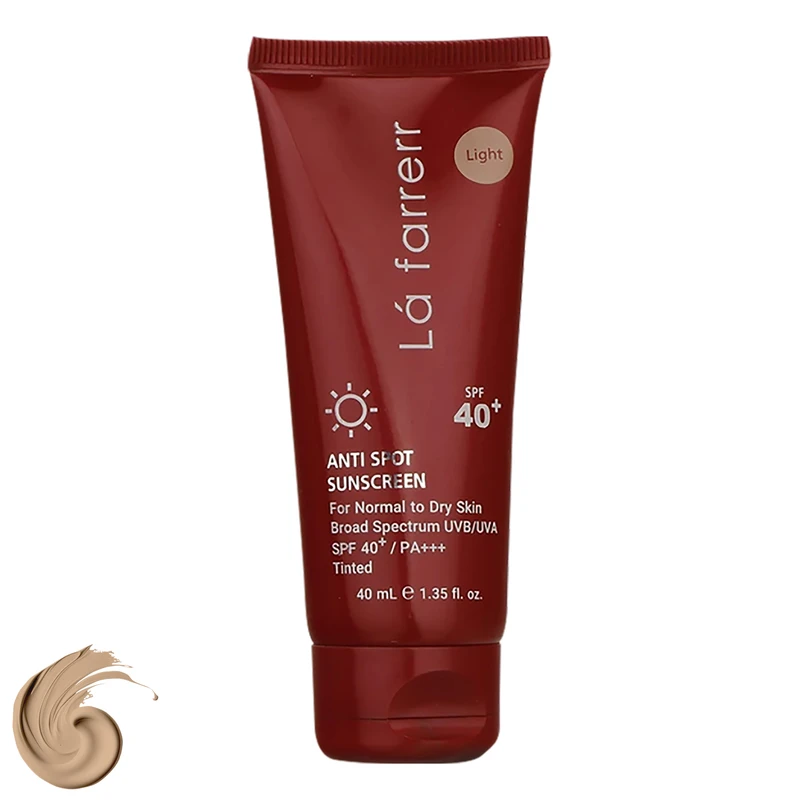 کرم ضدآفتاب و ضدلک رنگی لافارر مدل SPF40-Light، مناسب پوست های خشک و معمولی، حجم 40 میلی لیتر