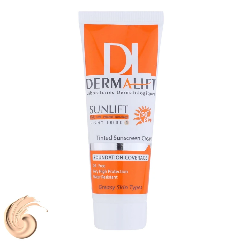 کرم ضدآفتاب رنگی درمالیفت مدل Sunlift SPF50 بژ روشن، حجم 40 میلی لیتر